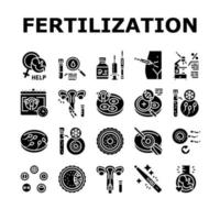 conjunto de iconos de colección de tratamiento de fertilización vector