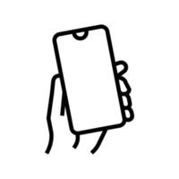 smartphone gadget in hand line icon vector illustration