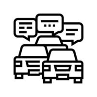 drivers communication in traffic jam line icon vector illustration