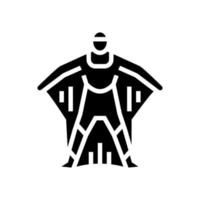 wingsuit activo deportista extremo glifo icono vector ilustración