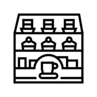 dessert showcase in coffee cafe line icon vector illustration