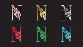 logotipo de degradados de colores de la letra n vector