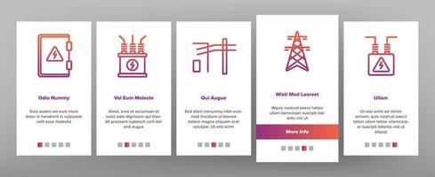 Power Line Electricity Onboarding Icons Set Vector