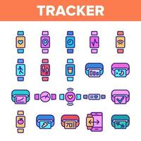 Color Watch Tracker Elements Icons Set Vector