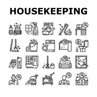 Housekeeping Cleaning Collection Icons Set Vector
