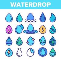 Water Drop Vector Color Line Icons Set
