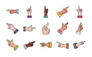 set of hands pointing vector