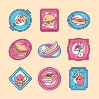 icons set cool food labels vector