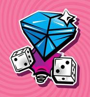 diamond and dices pop art vector