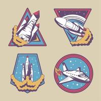 set of space retro vector