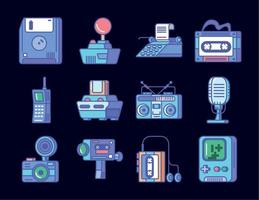 aparatos de tecnología retro vector