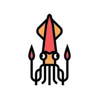 cefalópodo calamar océano color icono vector ilustración