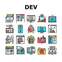 Dev Code Occupation Collection Icons Set Vector