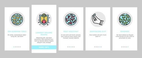 Probiotics Bacterium Onboarding Icons Set Vector