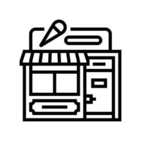 tienda helado línea icono vector ilustración