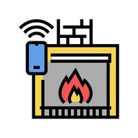 fireplace control system of smart home color icon vector illustration