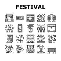 conjunto de iconos de equipo de banda de festival de música vector