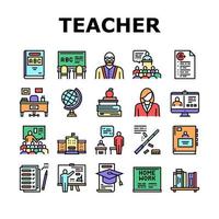 Teacher Education Collection Icons Set Vector