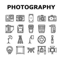 conjunto de iconos de colección de dispositivos de fotografía vector