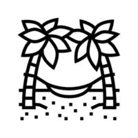 hammock between palm trees line icon vector illustration