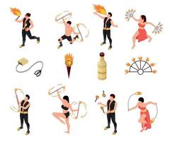 Fireshow People Isometric Set vector