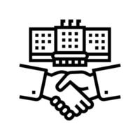 embassy diplomats handshaking line icon vector illustration