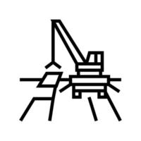 Ilustración de vector de icono de línea de construcción de carretera de grúa