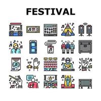 conjunto de iconos de equipo de banda de festival de música vector