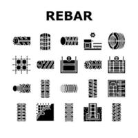 Rebar Construction Collection Icons Set Vector