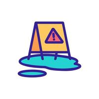 Wet floor caution icon vector. Isolated contour symbol illustration