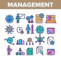 Management Collection Elements Icons Color Set Vector