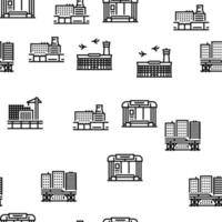 City Construction And Landscape Vector Seamless Pattern