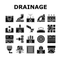 Drainage Water System Collection Icons Set Vector