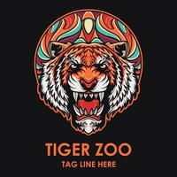 tigre zoológico logo vector ilustración
