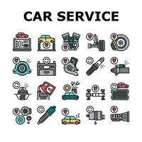 Car Service Garage Collection Icons Set Vector