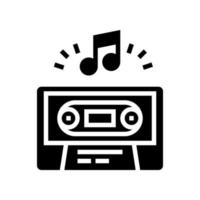 audio guide cassette glyph icon vector illustration