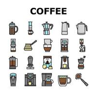 Coffee Make Machine And Accessory Icons Set Vector