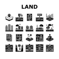 Land Property Business Collection Icons Set Vector