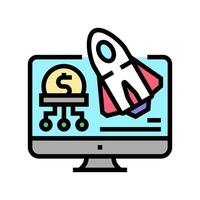 inicio para ganar dinero en la ilustración de vector de icono de color de internet