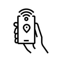 smartphone with rfid nfc technology line icon vector illustration