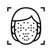 puntos faciales para la ilustración de vector de icono de línea de tecnología de identificación facial