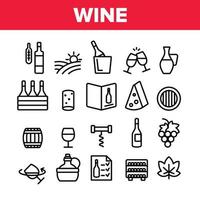 conjunto de iconos de vector de elementos de colección de productos de vino