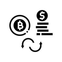 currancy money to bitcoin glyph icon vector illustration