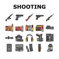 Shooting Weapon And Accessories Icons Set Vector