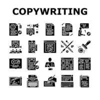 Copywriting Content Strategy Icons Set Vector