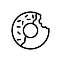 half bitten donut half glazed icon vector outline illustration