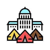 government building refugee campground color icon vector illustration