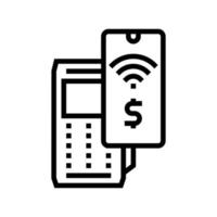 smartphone pago sin contacto pos terminal línea icono vector ilustración