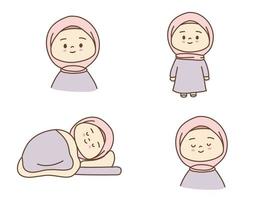 Cute hijab girl vector