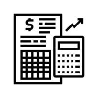 informe financiero calculadora línea icono vector ilustración